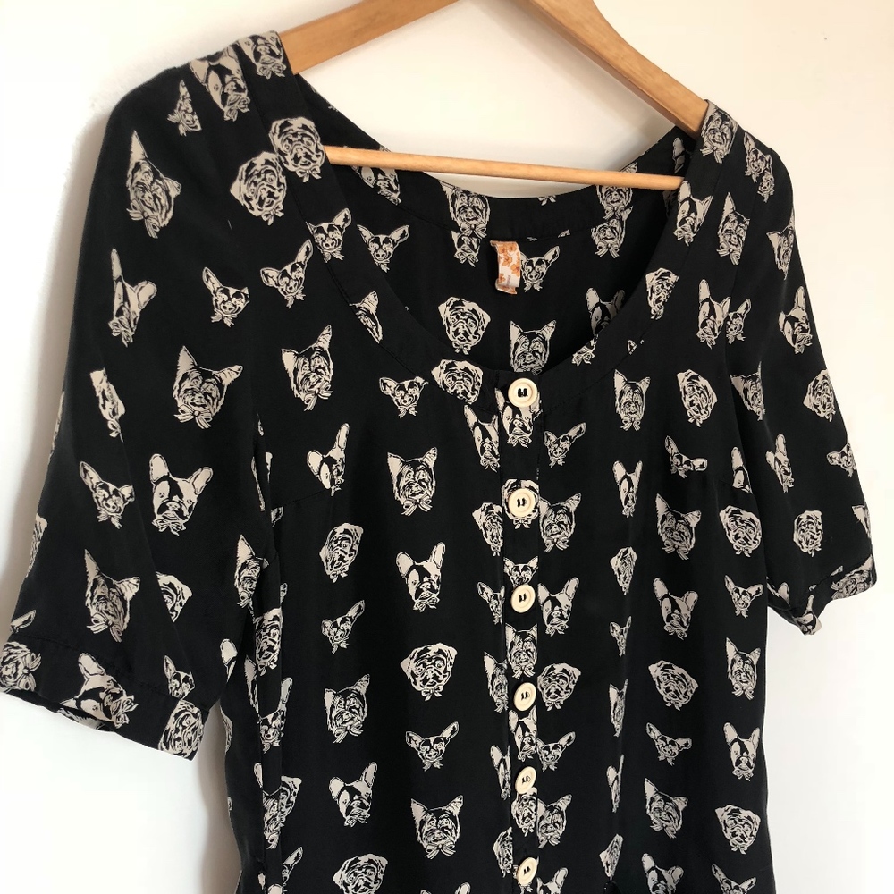 AMAZING Vintage Dog Print Button Down Dress